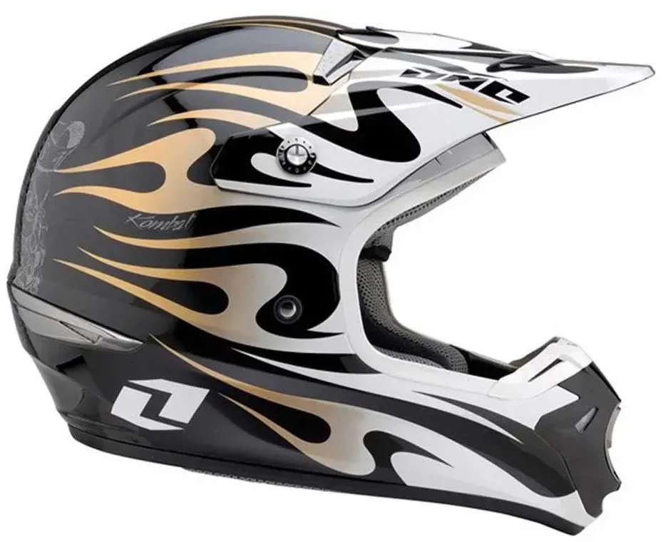 One Industries Kombat Flames Offroad-helm - Black / Gold / White - S