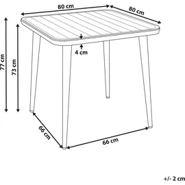 Beliani NATURNO Gartentisch 80 x 80 x 77 cm Hellbeige