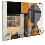 DEQORI Schlüsselbrett 'Kreise im System', (1 St), Schlüsselhalter Schlüssel Haken Schlüsselboard modern Schlüsselleiste orange|schwarz