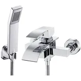 BONADE Badewannenarmatur mit Handbrause, Wannenarmatur mit Brause Badewannenarmaturen aus Messing, Mischbatterie Badewanne Armatur mit Drehbare Umstellung, Badewannenarmatur Wasserfall, Wandmontage