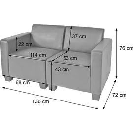 MCW Couch Kunstleder 2-Sitzer Dunkelgrau