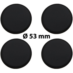 4 x Ø 53 mm Polymere Aufkleber / Schwarz / Nabenkappen, Felgendeckel