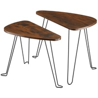 Tectake tectake® 2er Set Beistelltische, Industrial Style, dreiseitige Tischplatten mit abgerundeten Ecken, stapelbar