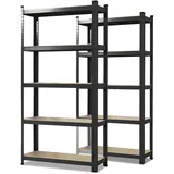 Karat Schwerlastregal Holz/Stahl 200 x 100 x 50 cm schwarz 5 Holzböden