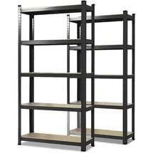 Karat Schwerlastregal Holz/Stahl 200 x 100 x 50 cm schwarz 5 Holzböden