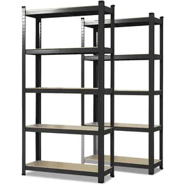 Karat Schwerlastregal Holz/Stahl 200 x 100 x 50 cm schwarz 5 Holzböden
