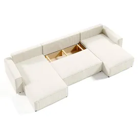 petits-meubles U-sofa 5-sitzig umbaubar Truhe Isaac Cord Blanc Cassé