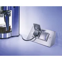 THEBO Eck-Steckdosenelement 2-fach - Klappdeckel Edelstahloptik - Silber