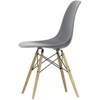 Vitra - Eames Plastic Side Chair DSW, Esche honigfarben / granitgrau (Filzgleiter weiß)