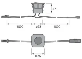 Möbeleinbau-Wippschalter, max. 36W, 12 Volt DC
