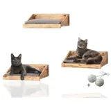 Rohrschneider ® 3-er Set) Katzen Kletterstufe mit Kissen Kletterwand mit Gratis-Spielballset