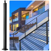 Vevor Geländerpfosten 106,7x5x5cm Treppengeländer Edelstahl pulverbeschichtet Pfosten 1,5mm Stärke Handlauf Pfosten 136kg Tragfähigkeit Ideal für Treppen Flure Dächer Balkone Terrassen