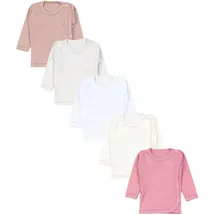 TupTam Unisex Baby Wickelshirt Langarm 5er Pack, Farbe: Weiß Ecri Hellgrau Altrosa Rosa, Größe: 50 - 50