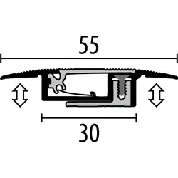 Parkettfreund Avamont®-Übergangsprofil PF 551 F2 edelstahloptik 900x55 mm - 7 - 16 mm Aluminium eloxiert gerillt; mit Kabelkanal