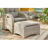 Ploß Rabida Hocker, champagner-meliert, Polyrattan, 71x52x42 cm, zu Loungesessel, inkl. Polster