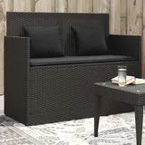 Teenpull – Gartenbank Mit Kissen Schwarz Poly Rattan