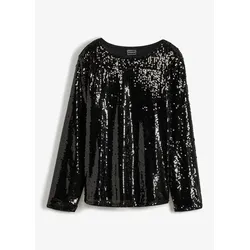 bonprix Blusenshirt aus Pailletten, schwarz, 36