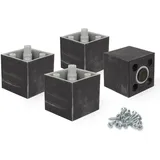 F!XBL Möbelfüße Verstellbar Möbelbeine 5 cm hoch mit Filzgleiter Modell Cuba Möbelfüße Rustik Silber Eckig 4er Set