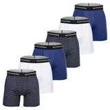 SCOTCH&SODA Herren Boxershorts, 6er Pack - Solid Cotton Stretch Blau/Weiß XL