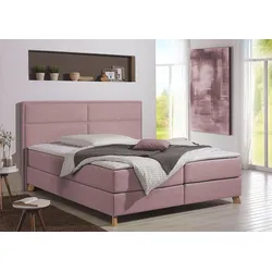 Boxspringbett HOME AFFAIRE "Caria", rosa, B:111cm L:209cm, Strukturstoff-Bezug (100% Polyester), Topperbezug 100% Polyester, Komplettbetten, Boxspringbett, in 5 Breiten, 3 Matratzen-Ausführungen, 2 Härtegraden, Topper