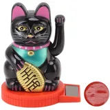 Cyrank Solarbetriebene Winkekatze, Winkende Glückskatze Mit Arm, ChinesischeGlückskatze, Winkende Japanische Glückskatze Mit Winkender Hand Und Pfote nach Oben Zuwinkende Katzenstatue(Schwarz)