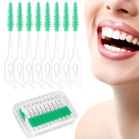 JSKWIKE 200 Pcs Interdentalbürste Silikon Dual-Use Zahnseide Stick Tragbarer Dental Floss Zwischenräume Zahnzwischenraumbürsten Interdentalbürste für Zahnreinigung