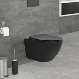 luxebath Spülrandloses Wand Hänge WC lang Schwarz matt Toilette Softclose WC-Sitz