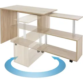 ML-Design Eckschreibtisch drehbar, Schreibtisch L-Form Winkelkombination - 4 Rädern, Sonoma Eiche, 150x88x75 cm, für Heim und B... Naturbelassen
