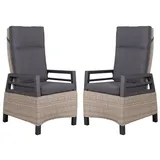 deVries Gartenstuhl Relaxsessel Montana Dining - PE spotty grey (2er Set), verstellbar mit Gasdruckfeder, Aluminiumgestell, PE-Rattan beige