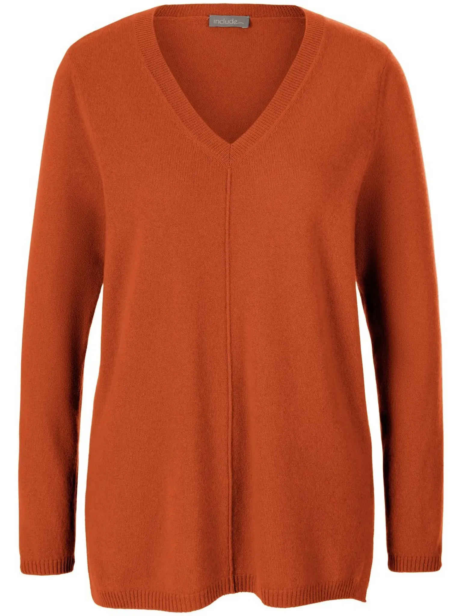 Le pull décolleté V 100% cachemire  include orange