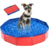 MAIROX Hunde Pool, Hunde Planschbecken, Faltbarer Pool für Hund und Katze, Hundebadewanne, Hundepool Klein, Hundepool fur Große Hunde, Bademuschel für Hunde mit Wasserablassventil (50 x 8 cm)