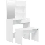 vidaXL Schminktisch-Set Hochglanz-Weiß 74,5x40x141 cm