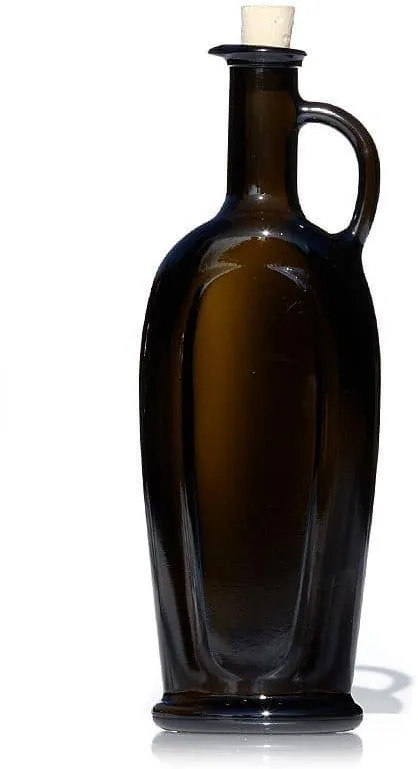 500 ml Bottiglia di vetro 'Eleganza', ovale, verde antico, imboccatura: fascetta