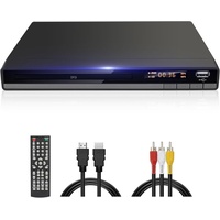 DVD-168 Kompakt HD DVD Player für TV HDMI AV Ausgang mit Kabel Enthalten, 1080P DVD-CD-Player mit USB Eingang, Alle Regionen Frei, Fehler Korrektur, Integriertes PAL NTSC-System