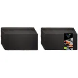 eGenuss 12er-Set Schieferplatten Dessertteller Sushi Geschirr schwarz Teller Schiefer Serviertablett 30x15 cm