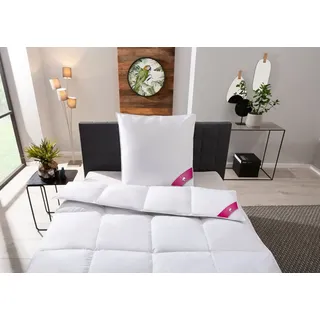 RIBECO Daunenbettdecke Johanna 155x220 cm –kuschelige Daunendecke, mit Temperaturregulierung – Bettdecke mit Kassettensteppung, normal