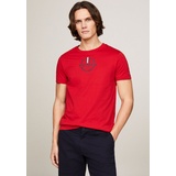 Tommy Hilfiger T-Shirt »GLOBAL STRIPE WREATH TEE«, mit Archive-Wappen-Logo, Gr. L, Primary Red, , 49684102-L