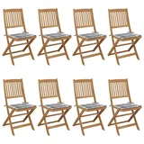 vidaXL Klappbare Gartenstühle 8 Stk. mit Kissen Massivholz Akazie