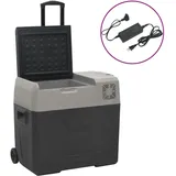 vidaXL Kühlbox mit Rollen und Adapter Schwarz & Grau 50 L Polypropylen