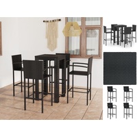 vidaXL 5-tlg. Garten-Bar-Set mit Armlehnen Poly Rattan Schwarz