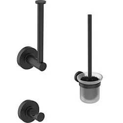 Ideal Standard IOM Accessoires Paket A9246XG Silk Black, Papierrollenhalter, Haken, WC-Bürste