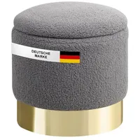 Albatros International Polsterhocker Albatros Hocker mit Stauraum Nizza Sitzhocker mit Stauraum, Modern (Grau, Sherpa), optimal als Fußhocker oder Hocker Schminktisch