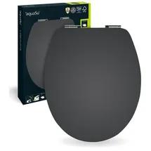 SANITOP-WINGENROTH WC-Sitz mit Absenkautomatik, Dekor Carbon, High Gloss Toilettensitz mit Holz-Kern & Schnellbefestigung, Standard O Form universal, Metallscharniere, Toilettendeckel glänzend, 40282 8