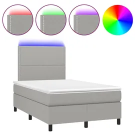 vidaXL Boxspringbett mit Matratze & LED Hellgrau 120x190 cm Stoff