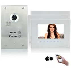 2 Familienhaus 2-Draht BUS WLAN Video Türsprechanlage mit 170 Grad Kamera aus Edelstahl 3x 7 Zoll Monitor Ja