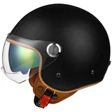 Motorradhelm Rollerhelm Retro Helm Motorrad Mit Doppelbrille Herausnehmbares Futter Chopper Helm Mit ECE Zulassung Motorradhelm Halbschale Für Erwachsener Herren Damen