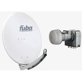 Fuba Sat Anlage 4 Teilnehmer | DAA 780 G Satellitenschüssel 80cm Alu hellgrau (Testergebnis: ausgezeichnet)* + Fuba DEK 417 Quad LNB 4 Teilnehmer