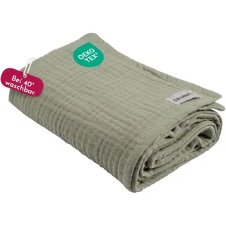 Clinotest Musselintücher Baby - 1Stk. 80x80cm - waschbare Mulltücher ohne Einlaufen - saugstarke Baby Spucktücher aus 100% Musselin-Baumwolle - weiches und atmungsaktives Pucktuch (Schilf)