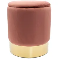 casamia Samthocker mit Stauraum Ø 31 H 38 cm Deko Hocker Samt Verlour Hocker Gold Hocker Schminktisch Farbe Rose