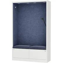 Jan Nowak Akustikschrank mit Sitzbank für 2 Personen, Ruhezone für Büro, Schule, Open Space, Schallschutz Möbel mit PET Paneelen, USB C, Schubladen, Haken, 185 x 115 x 40 cm Akustikpaneele NRC 0,8